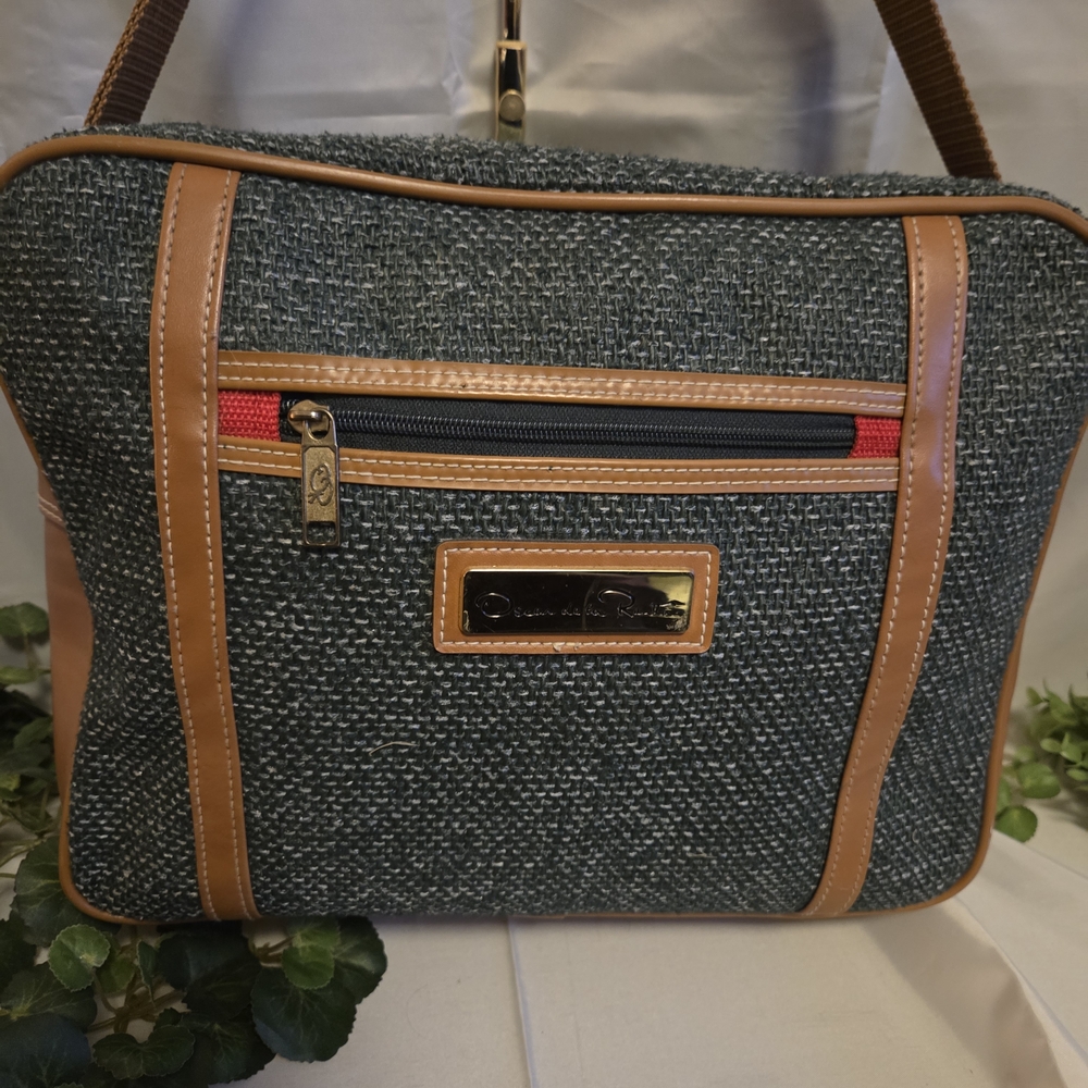 Oscar de la Renta Vintage Tweed Travel Shoulder Bag Carry On Luggage - Picture 4 of 16